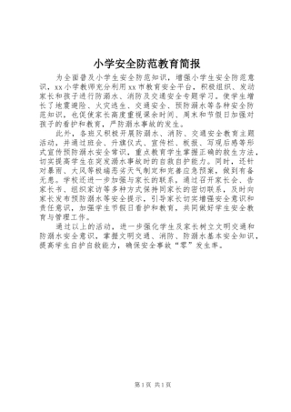 2024年小学安全防范教育简报