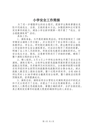 2024年小学安全工作简报