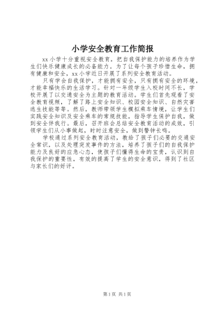 2024年小学安全教育工作简报