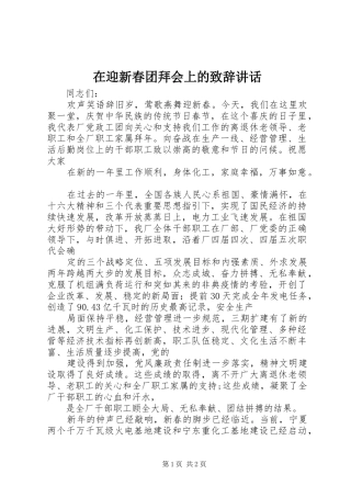 2024年在迎新春团拜会上的致辞致辞
