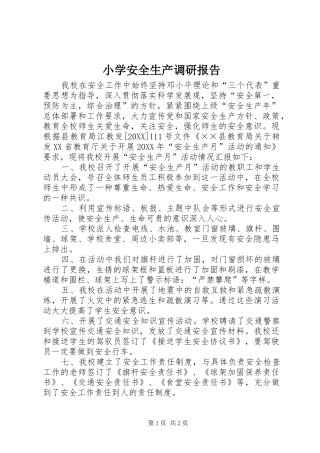 2024年小学安全生产调研报告