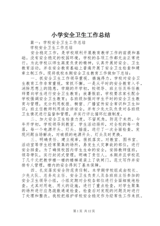 2024年小学安全卫生工作总结