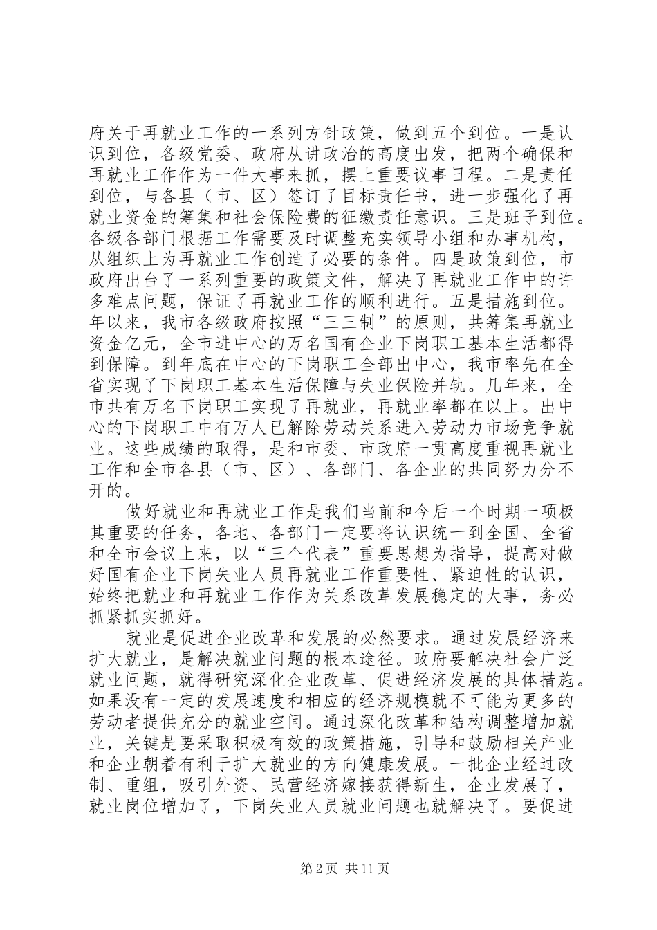 2024年在再就业工作会议上的总结致辞_第2页