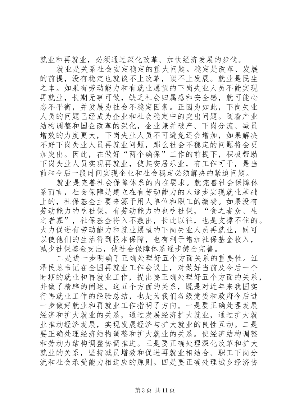 2024年在再就业工作会议上的总结致辞_第3页