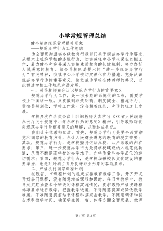 2024年小学常规管理总结