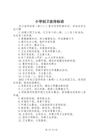 2024年小学创卫宣传标语