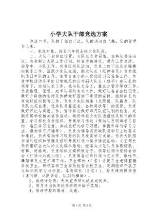 2024年小学大队干部竞选方案