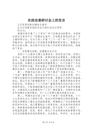 2024年在政法委研讨会上的讲话