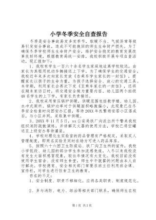 2024年小学冬季安全自查报告