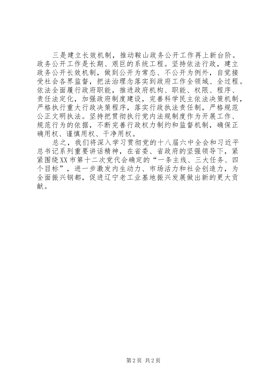 2024年在政务公开工作汇报会上的总结讲话_第2页