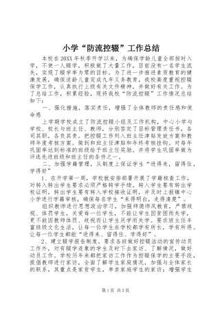 2024年小学防流控辍工作总结