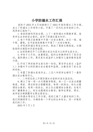 2024年小学防溺水工作汇报