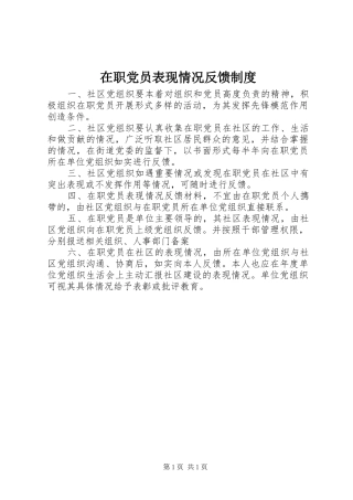 2024年在职党员表现情况反馈制度