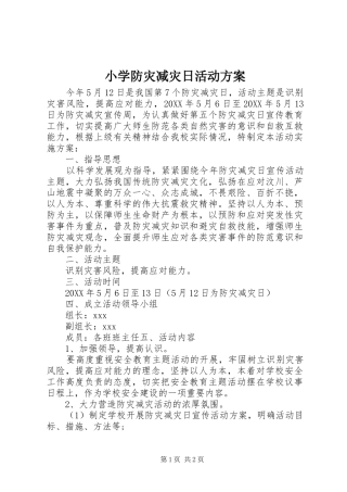 2024年小学防灾减灾日活动方案