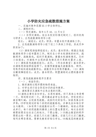 2024年小学防灾应急疏散措施方案