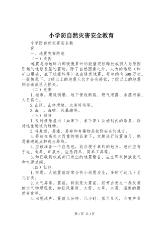 2024年小学防自然灾害安全教育