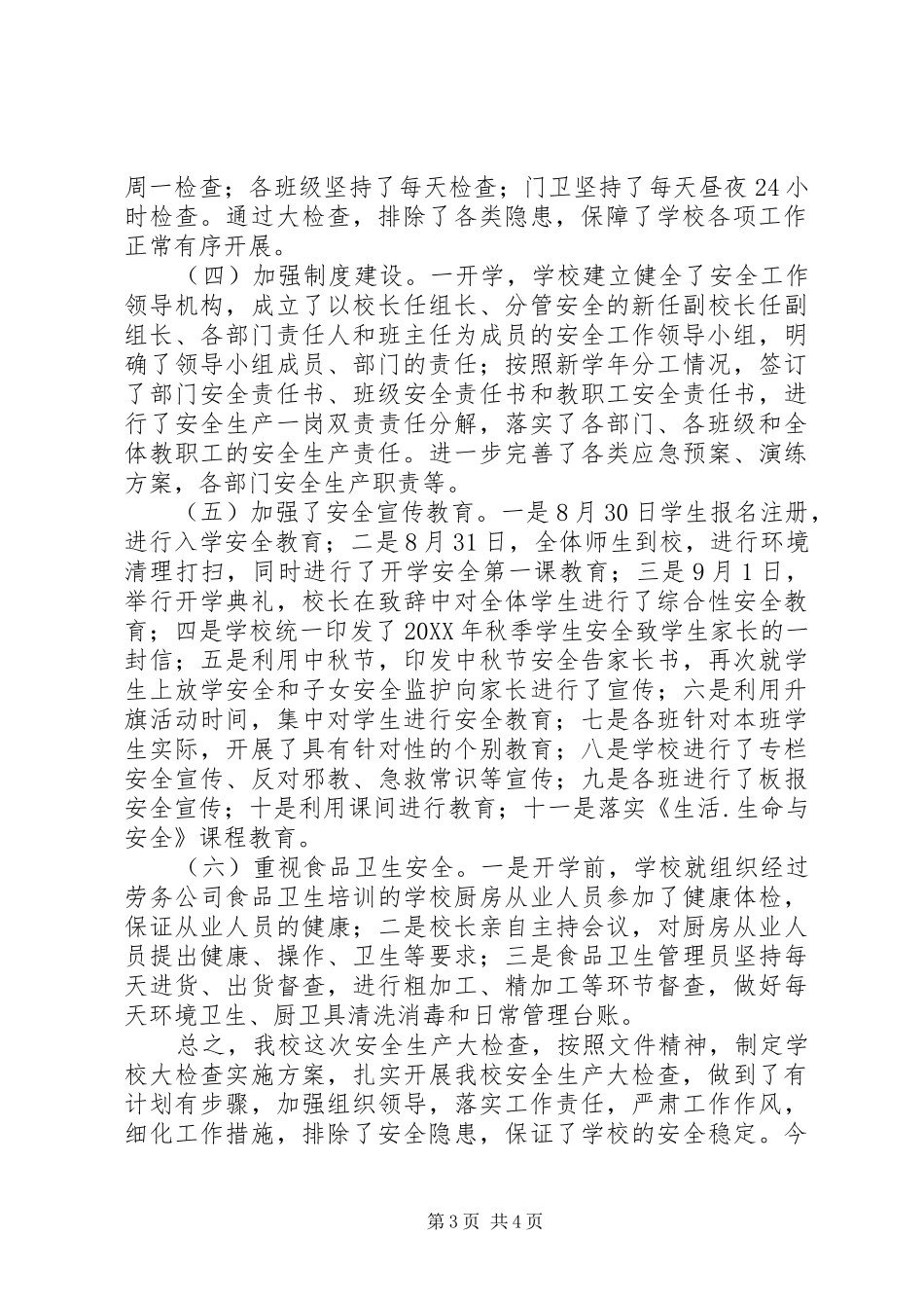 2024年小学集中开展安全生产大检查总结_第3页