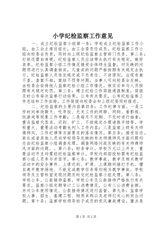 2024年小学纪检监察工作意见
