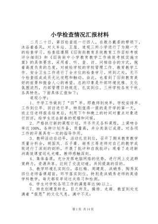 2024年小学检查情况汇报材料