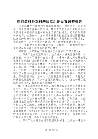 2024年在自然村是农村基层党组织设置调整报告