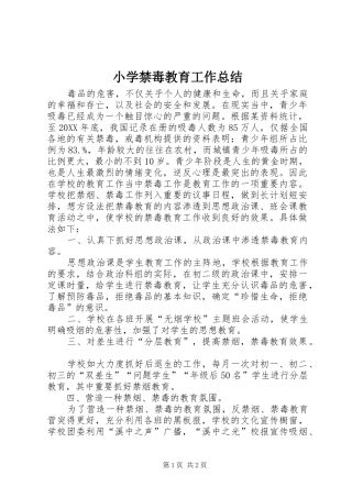2024年小学禁毒教育工作总结