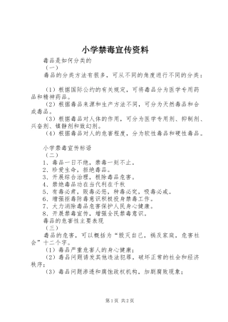 2024年小学禁毒宣传资料