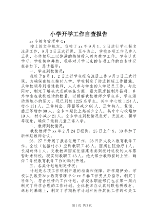 2024年小学开学工作自查报告