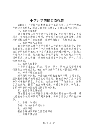 2024年小学开学情况自查报告