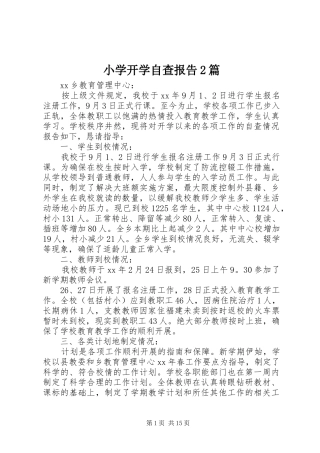 2024年小学开学自查报告篇