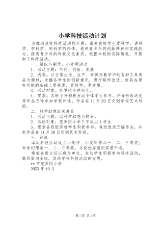 2024年小学科技活动计划