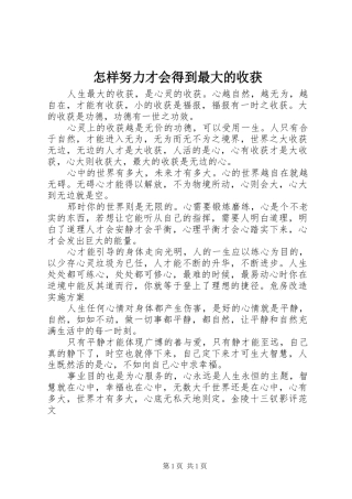 2024年怎样努力才会得到最大的收获