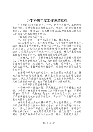 2024年小学科研年度工作总结汇报