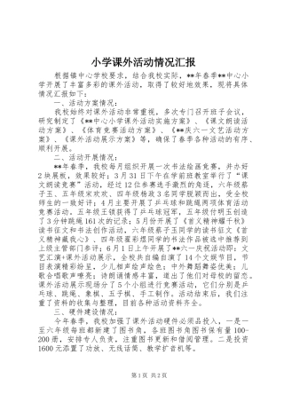 2024年小学课外活动情况汇报