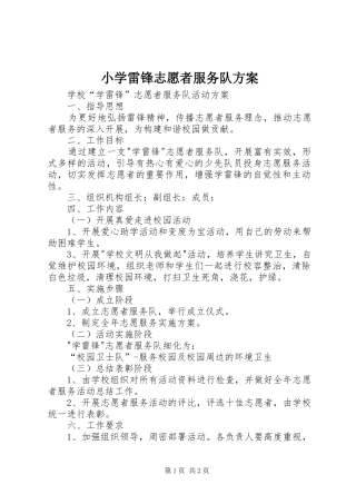2024年小学雷锋志愿者服务队方案