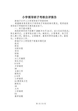 2024年小学领导班子考核自评报告