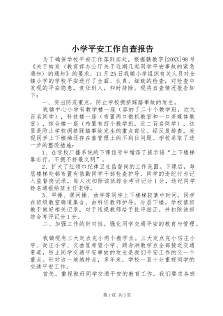 2024年小学平安工作自查报告