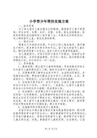 2024年小学青少年帮扶实施方案
