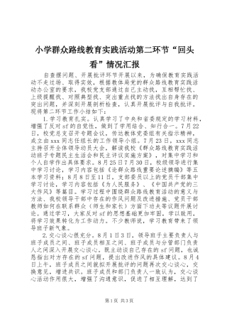 2024年小学群众路线教育实践活动第二环节回头看情况汇报