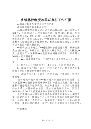 2024年乡镇林权制度改革试点村工作汇报