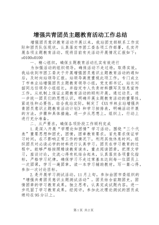 2024年增强共青团员主题教育活动工作总结