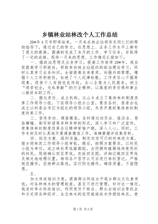 2024年乡镇林业站林改个人工作总结