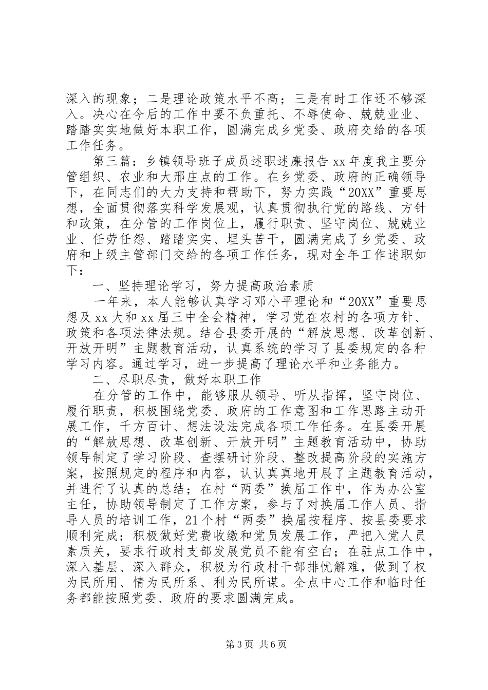 2024年乡镇领导班子成员的述职述廉报告_第3页