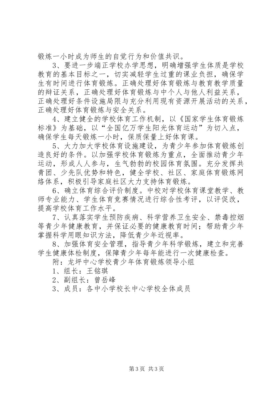 2024年增强青少年体质工作方案_第3页