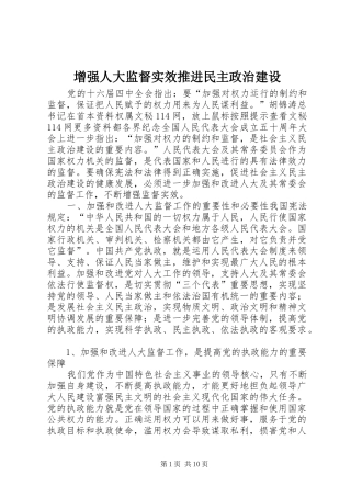 2024年增强人大监督实效推进民主政治建设