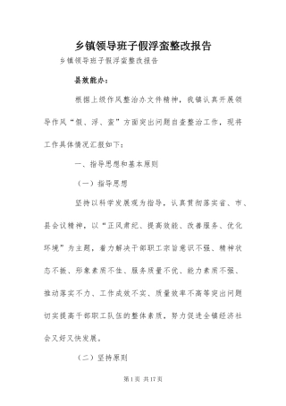 2024年乡镇领导班子假浮蛮整改报告