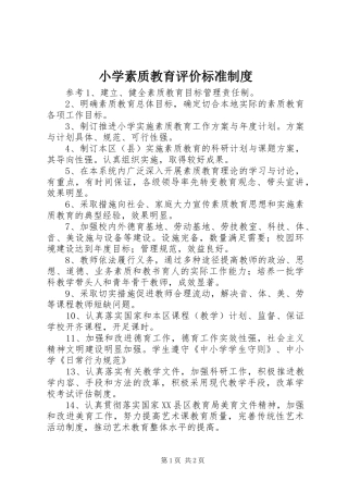 2024年小学素质教育评价标准制度