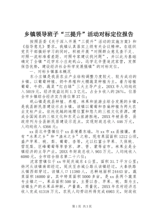 2024年乡镇领导班子三提升活动对标定位报告