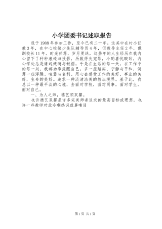 2024年小学团委书记述职报告