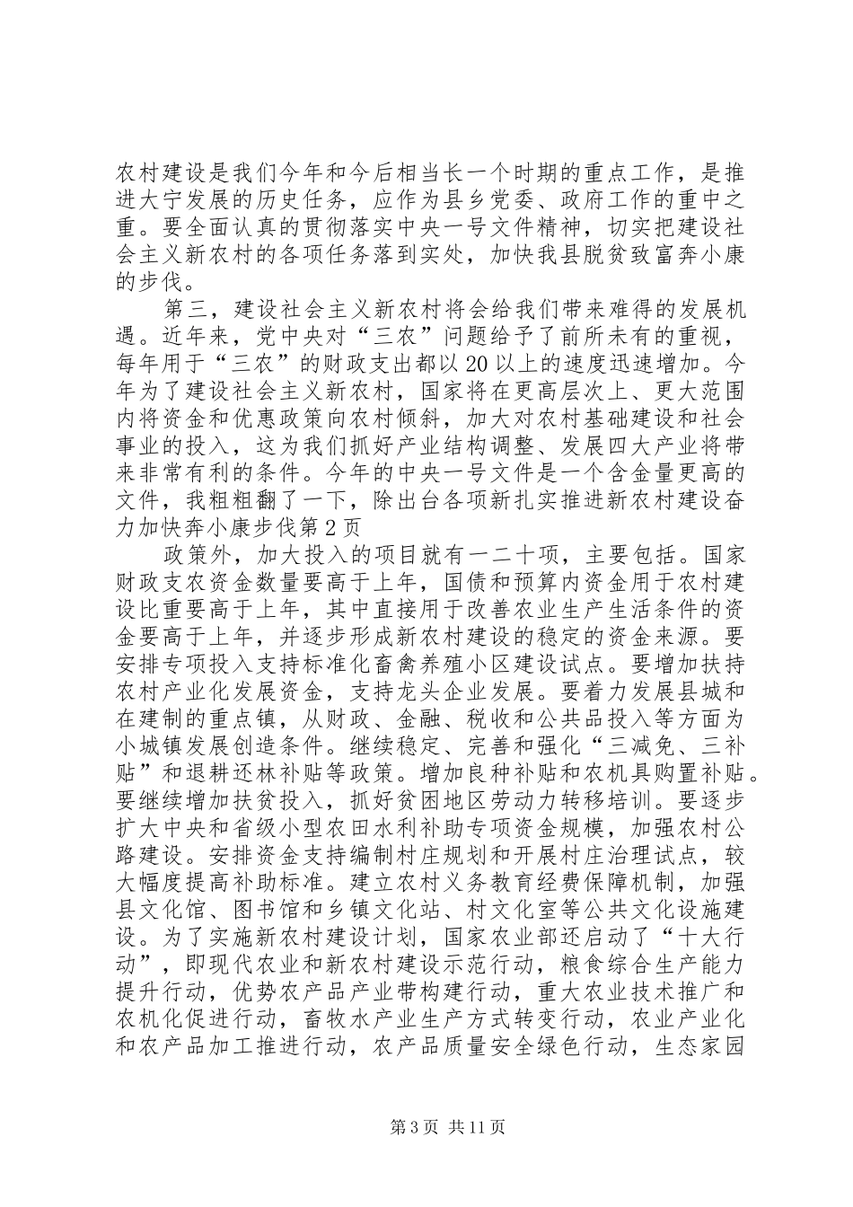 2024年扎实推进新农村建设奋力加快奔小康步伐_第3页