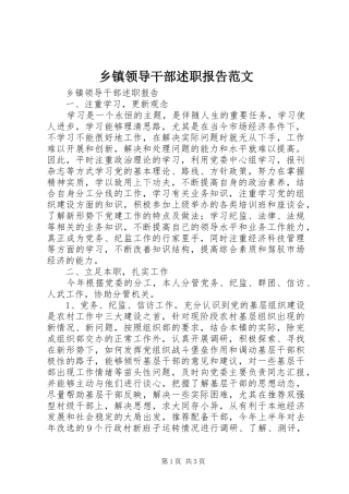 2024年乡镇领导干部述职报告范文